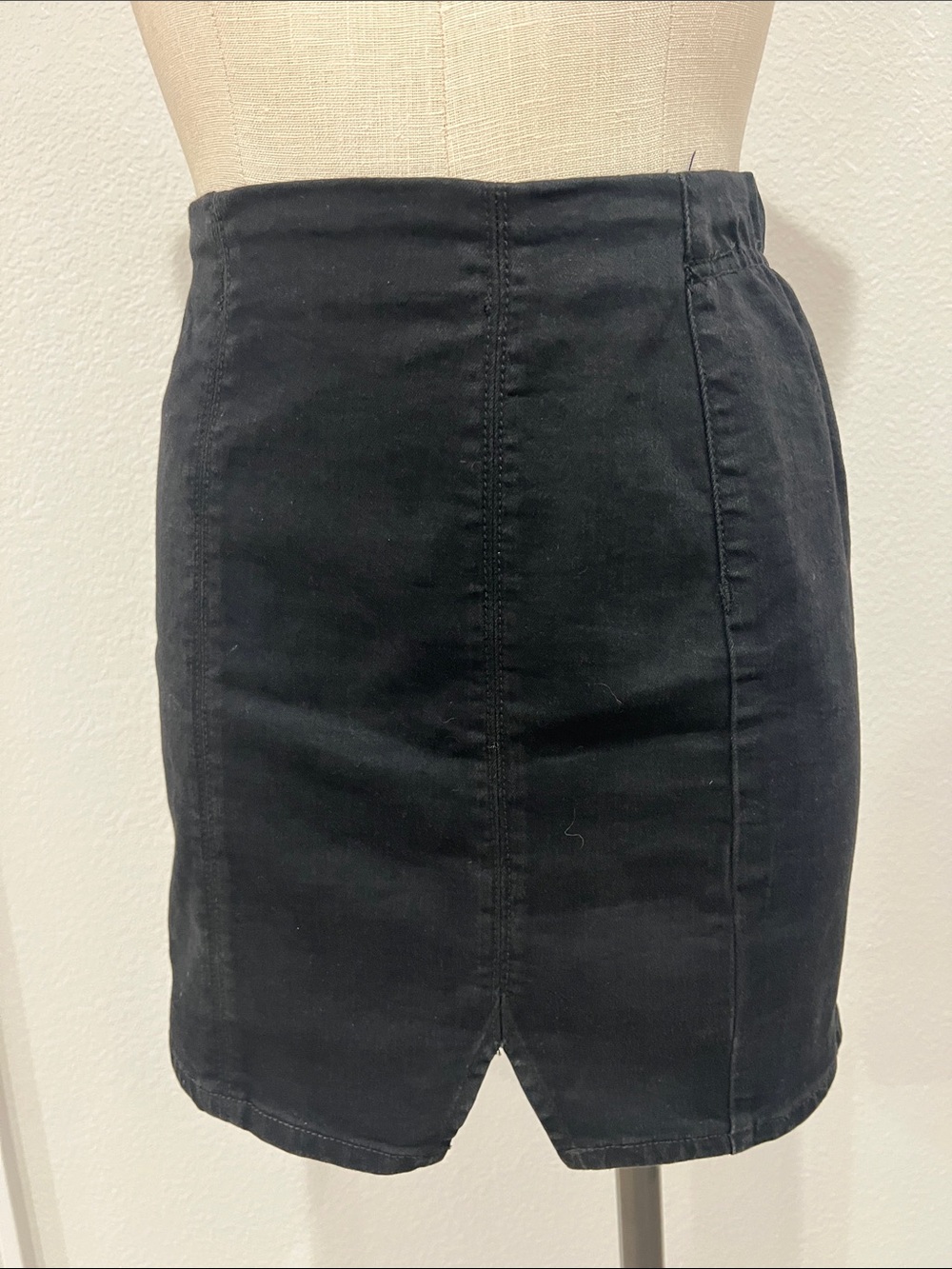 Free People Black Denim Mini Skirt